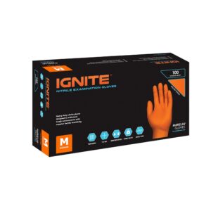 Aurelia Ignite Heavy Duty Orange Nitrile Gloves (Box of 100)
